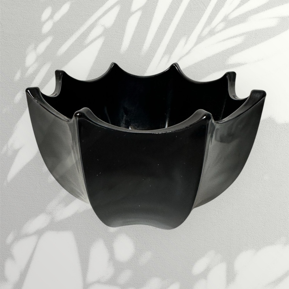 Vintage Black Glass Decorative Bowl